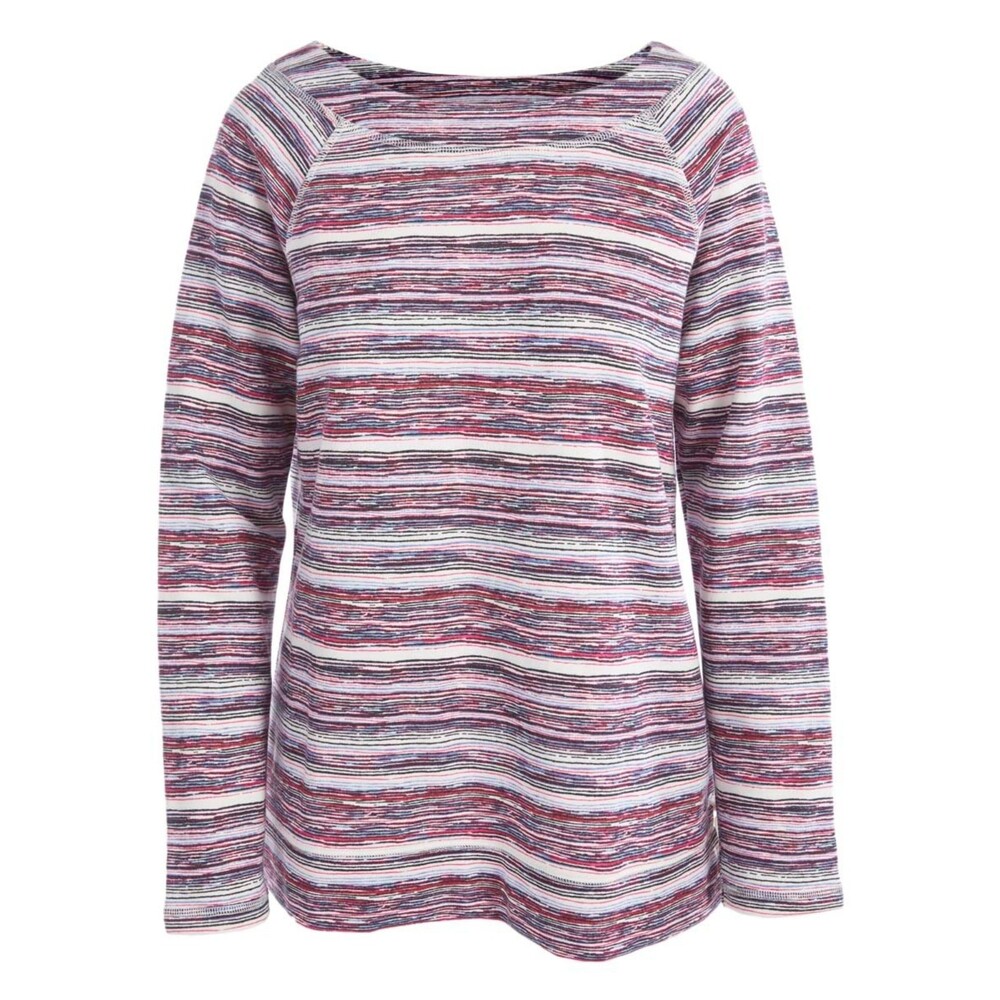 T by Talbots Womens indie grannycore Red Stripe Relaxed Tunic Raglan Top Size S